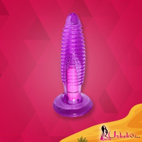 Purple Jelly Fussy Vibrating Butt Plug With Suction Cup AD-024